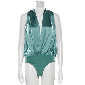 Michelle Mason Pleated Bodysuit with Tags